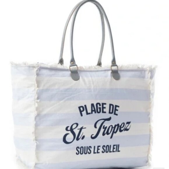 MYRA Saint Tropez Weekender Bag In White & Sky Blue XL🎁🆕⌚🏃💨🚚 - Picture 2 of 10